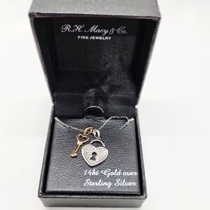 Lock & Key 14k Gold Over Sterling Silver Necklace NWT